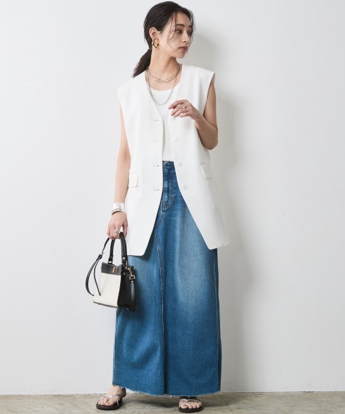 CHIC STYLE(シックスタイル)の「オーバーサイズベスト<大きいサイズ有>シックスタイル(ベスト・レディース・ブラック/オフホワイト・5L/4L/3L/LL/L/M)」の7枚目の写真