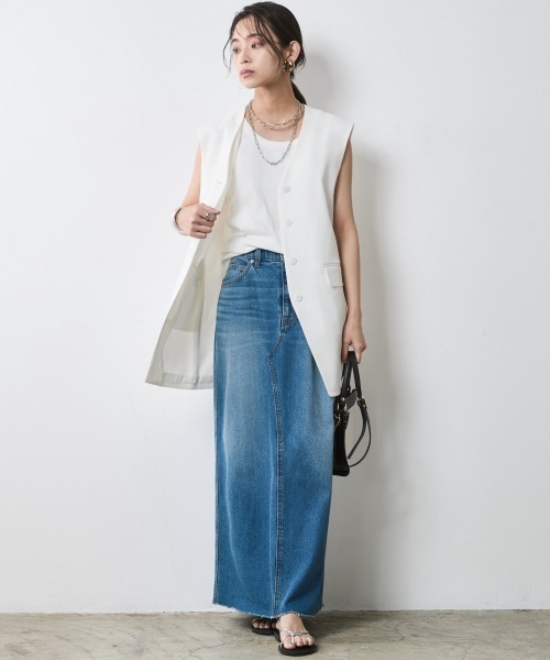 CHIC STYLE(シックスタイル)の「オーバーサイズベスト<大きいサイズ有>シックスタイル(ベスト・レディース・ブラック/オフホワイト・5L/4L/3L/LL/L/M)」の8枚目の写真