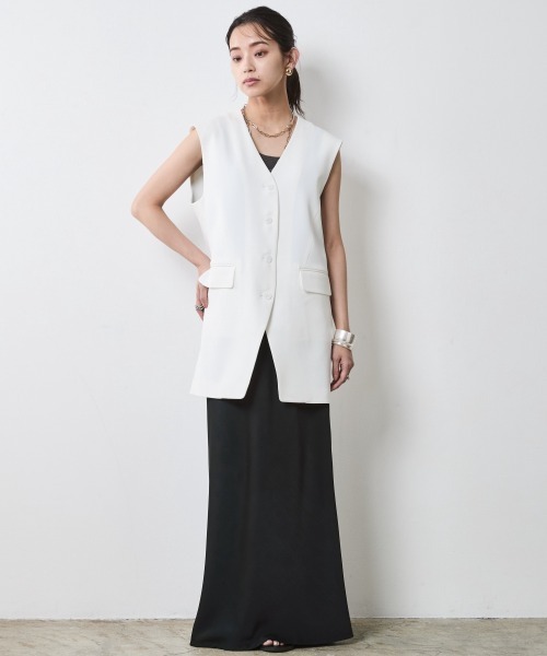 CHIC STYLE(シックスタイル)の「オーバーサイズベスト<大きいサイズ有>シックスタイル(ベスト・レディース・ブラック/オフホワイト・5L/4L/3L/LL/L/M)」の12枚目の写真