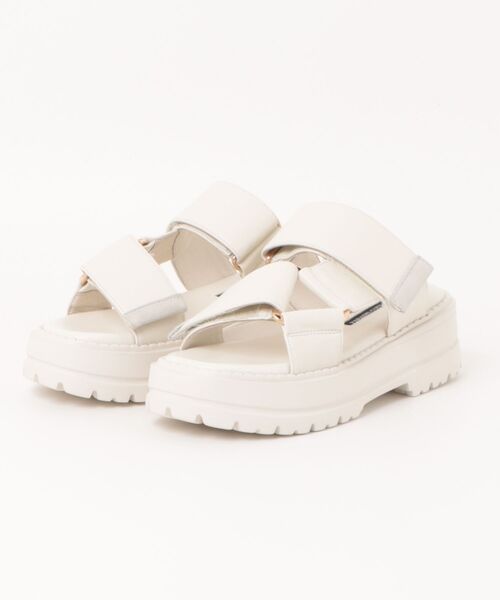 PARADIS COULEUR（パラディクルール）の「【PARADIS COULEUR】ワイドベルクロ厚底ミュールサンダル(352114)（サンダル・レディース・ブラック/オフホワイト/シルバー・23.5/24/23/22.5）」の5枚目の写真