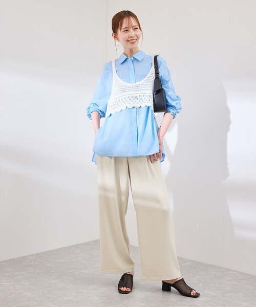 ROPE' PICNIC（ロペピクニック）の「【3サイズ展開】ステファニージョガーイージーワイドパンツ（その他パンツ・レディース・サックスブルー/ベージュ系その他/チャコールグレー/ピンク・40/38/36）」の22枚目の写真