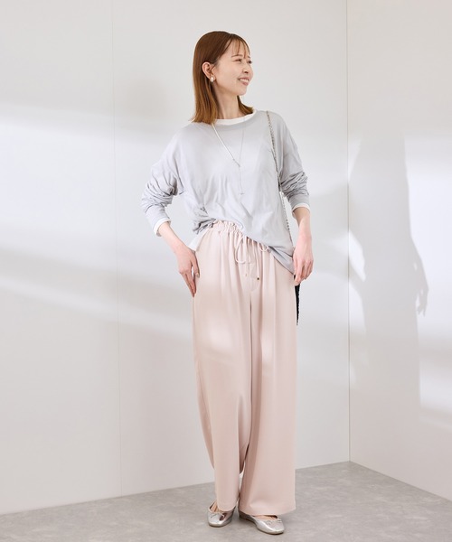 ROPE' PICNIC（ロペピクニック）の「【3サイズ展開】ステファニージョガーイージーワイドパンツ（その他パンツ・レディース・サックスブルー/ベージュ系その他/チャコールグレー/ピンク・40/38/36）」の12枚目の写真