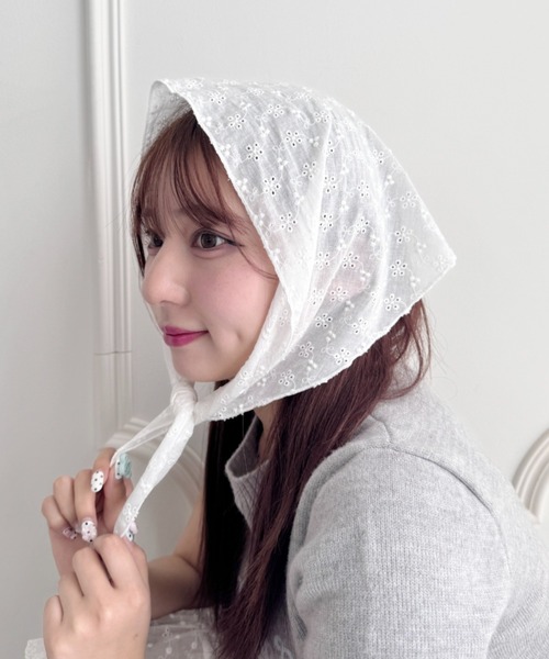 セール】コットンレース三角スカーフ（その他ヘアアクセサリー