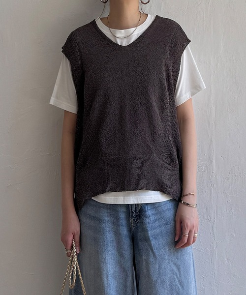 LBC（エルビーシー）の「ミニブークレ2WAYベスト（ベスト・レディース・チャコールグレー/ブルー/オレンジ/コーラル・M）」の2枚目の写真