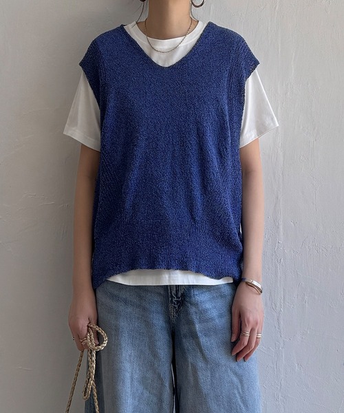 LBC（エルビーシー）の「ミニブークレ2WAYベスト（ベスト・レディース・チャコールグレー/ブルー/オレンジ/コーラル・M）」の3枚目の写真