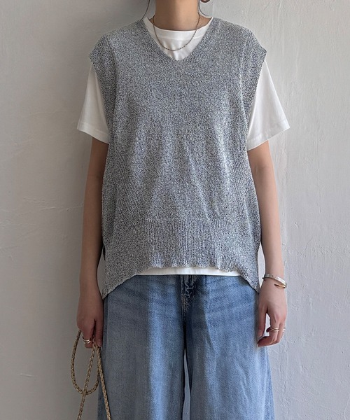 LBC（エルビーシー）の「ミニブークレ2WAYベスト（ベスト・レディース・チャコールグレー/ブルー/オレンジ/コーラル・M）」の4枚目の写真