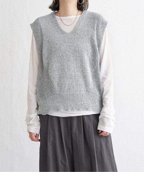 LBC（エルビーシー）の「ミニブークレ2WAYベスト（ベスト・レディース・チャコールグレー/ブルー/オレンジ/コーラル・M）」の5枚目の写真