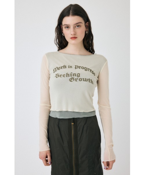 MOUSSY（マウジー）の「SHEER LAYERED ロングスリーブTシャツ（Tシャツ/カットソー・レディース・アイボリー/ダークグレー/マジェンタ・FREE）」の11枚目の写真