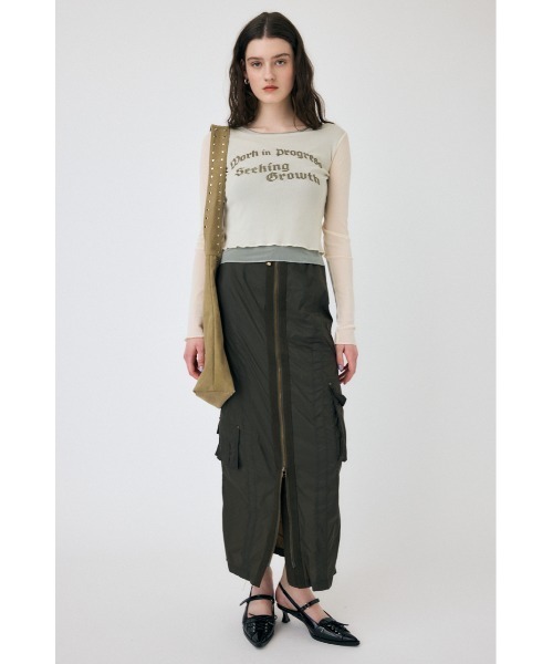 MOUSSY（マウジー）の「SHEER LAYERED ロングスリーブTシャツ（Tシャツ/カットソー・レディース・アイボリー/ダークグレー/マジェンタ・FREE）」の12枚目の写真