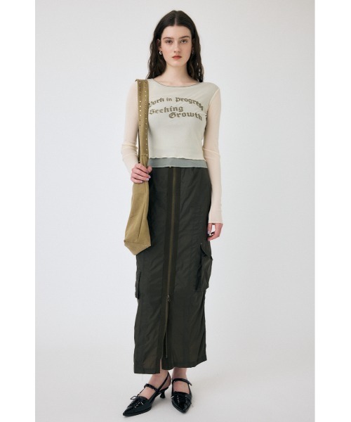 MOUSSY（マウジー）の「SHEER LAYERED ロングスリーブTシャツ（Tシャツ/カットソー・レディース・アイボリー/ダークグレー/マジェンタ・FREE）」の13枚目の写真
