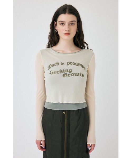 MOUSSY（マウジー）の「SHEER LAYERED ロングスリーブTシャツ（Tシャツ/カットソー・レディース・アイボリー/ダークグレー/マジェンタ・FREE）」の16枚目の写真