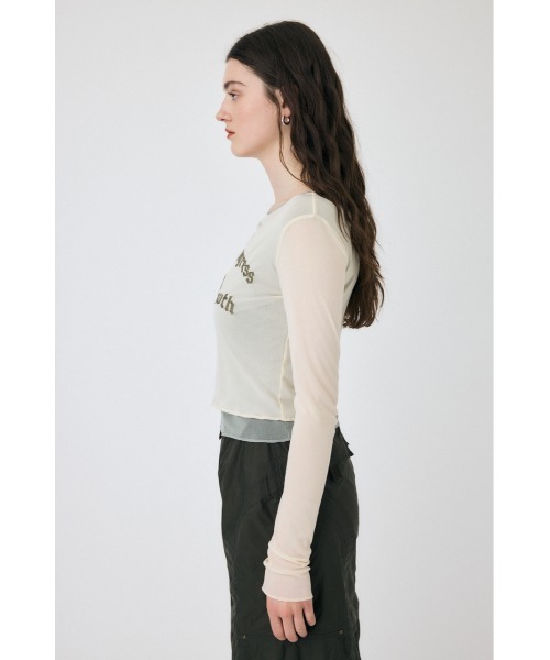 MOUSSY（マウジー）の「SHEER LAYERED ロングスリーブTシャツ（Tシャツ/カットソー・レディース・アイボリー/ダークグレー/マジェンタ・FREE）」の5枚目の写真