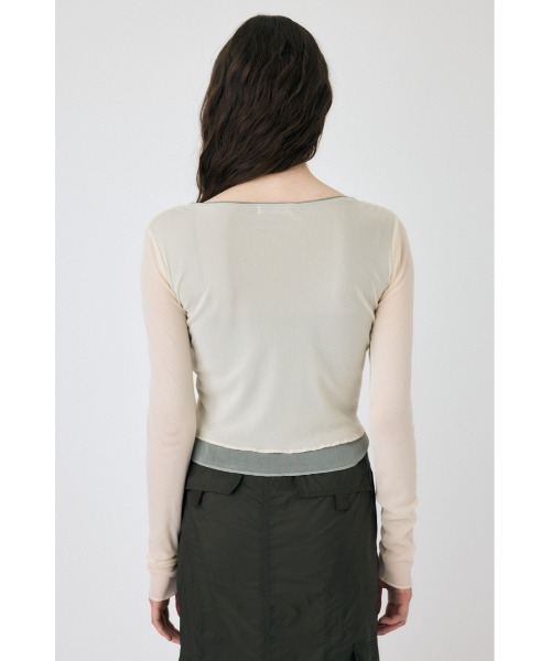MOUSSY（マウジー）の「SHEER LAYERED ロングスリーブTシャツ（Tシャツ/カットソー・レディース・アイボリー/ダークグレー/マジェンタ・FREE）」の6枚目の写真