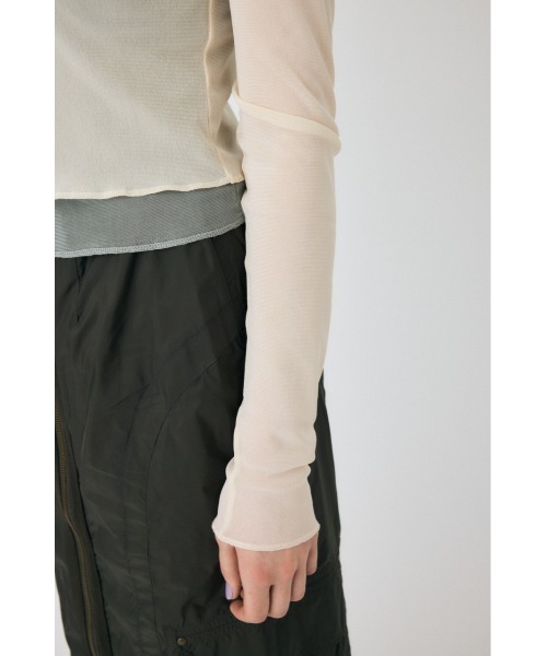 MOUSSY（マウジー）の「SHEER LAYERED ロングスリーブTシャツ（Tシャツ/カットソー・レディース・アイボリー/ダークグレー/マジェンタ・FREE）」の9枚目の写真