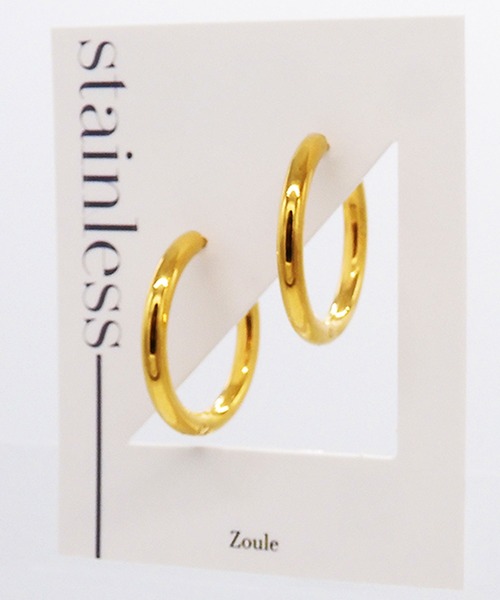 Zoule(ゾーラ)の「Zoule ゾーラ:ステンレスシリーズ stainless P-53 ステンレス フープ中 ピアス(ピアス(両耳用)・レディース・ゴールド/シルバー・FREE)」の5枚目の写真
