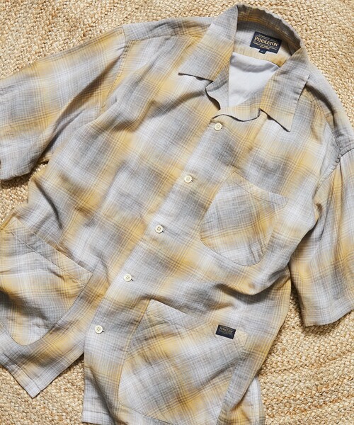 PENDLETON（ペンドルトン）の「PENDLETON/ペンドルトン 別注 ダブルガーゼ ショートスリーブ チェックシャツ（シャツ/ブラウス・メンズ・ブルー/イエロー・MEDIUM/LARGE）」の3枚目の写真
