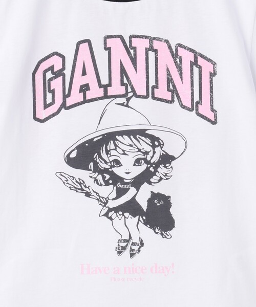 GANNI 関税込 魔女とロゴプリントTシャツ GANNI/ガニー Basic Jersey Witch Small T / T4156 / ショート