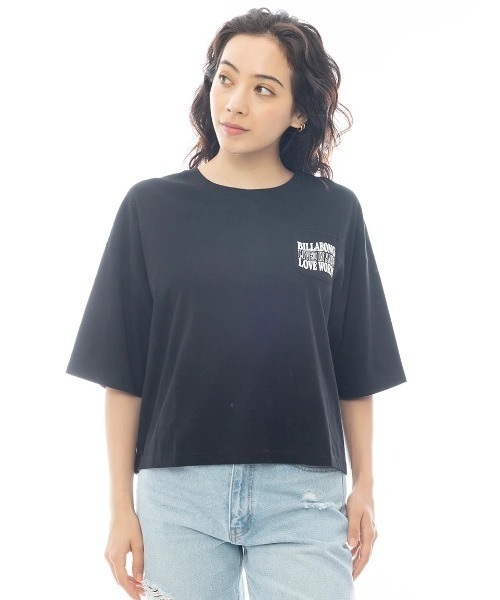 BILLABONG(ビラボン)の「BILLABONG レディース FLAG LOGO LOOSE CROPPED TEE Tシャツ 【2025年春夏モデル】/ビラボンロゴバックプリントクルーネック半袖Tシャツ(Tシャツ/カットソー・レディース・ホワイト/パープル系その他/グリーン系その他/ブラック・MEDIUM)」の14枚目の写真