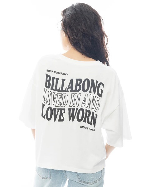 BILLABONG(ビラボン)の「BILLABONG レディース FLAG LOGO LOOSE CROPPED TEE Tシャツ 【2025年春夏モデル】/ビラボンロゴバックプリントクルーネック半袖Tシャツ(Tシャツ/カットソー・レディース・ホワイト/パープル系その他/グリーン系その他/ブラック・MEDIUM)」の6枚目の写真