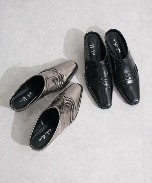 Green Parks(グリーンパークス)の「・richblue ウエスタンウェッジミュール(パンプス・レディース・シルバー/ブラック・L/S/M/LL)」の3枚目の写真