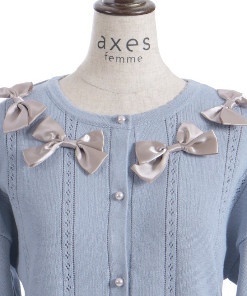 axes femme（アクシーズファム）の「サテンリボンニットカーディガン（カーディガン/ボレロ・レディース・サックスブルー/イエロー/ホワイト・FREE）」の20枚目の写真