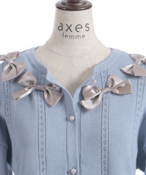 axes femme（アクシーズファム）の「サテンリボンニットカーディガン（カーディガン/ボレロ・レディース・サックスブルー/イエロー/ホワイト・FREE）」の21枚目の写真