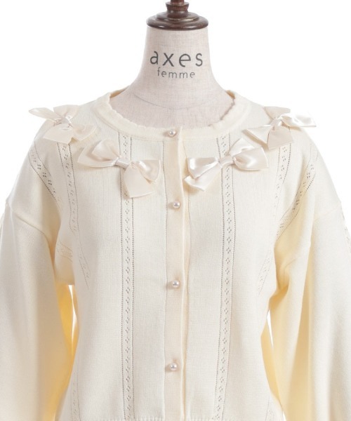 axes femme（アクシーズファム）の「サテンリボンニットカーディガン（カーディガン/ボレロ・レディース・サックスブルー/イエロー/ホワイト・FREE）」の17枚目の写真