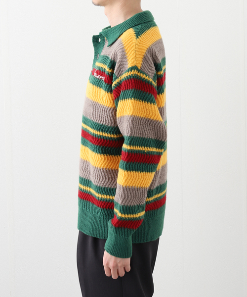 PLEASURES（プレジャー）の「【PLEASURES / プレジャーズ】 Cooper Polo sweater P25SP01 2（ニット/セーター・メンズ・グリーン・MEDIUM/LARGE）」の5枚目の写真