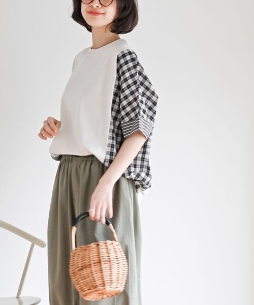 rps(アールピーエス)の「天竺サイド異素材切替ドレーププルオーバー(その他トップス・レディース・チャコールグレー/アイボリー・フリー)」の10枚目の写真