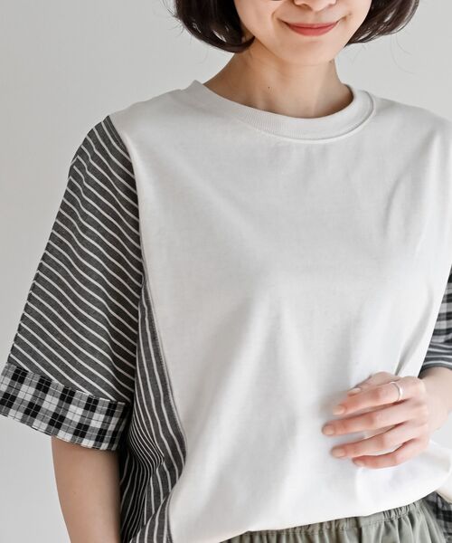 rps(アールピーエス)の「天竺サイド異素材切替ドレーププルオーバー(その他トップス・レディース・チャコールグレー/アイボリー・フリー)」の7枚目の写真