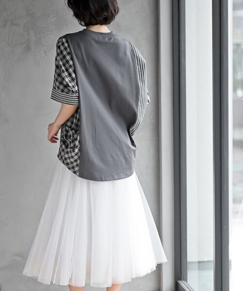 rps(アールピーエス)の「天竺サイド異素材切替ドレーププルオーバー(その他トップス・レディース・チャコールグレー/アイボリー・フリー)」の19枚目の写真