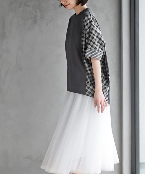 rps(アールピーエス)の「天竺サイド異素材切替ドレーププルオーバー(その他トップス・レディース・チャコールグレー/アイボリー・フリー)」の18枚目の写真