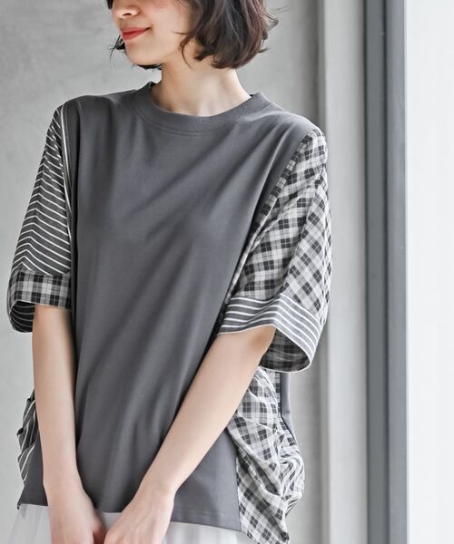 rps(アールピーエス)の「天竺サイド異素材切替ドレーププルオーバー(その他トップス・レディース・チャコールグレー/アイボリー・フリー)」の17枚目の写真