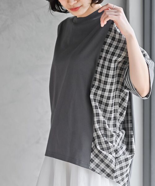 rps(アールピーエス)の「天竺サイド異素材切替ドレーププルオーバー(その他トップス・レディース・チャコールグレー/アイボリー・フリー)」の16枚目の写真