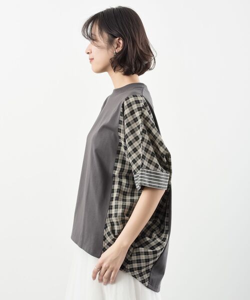 rps(アールピーエス)の「天竺サイド異素材切替ドレーププルオーバー(その他トップス・レディース・チャコールグレー/アイボリー・フリー)」の13枚目の写真