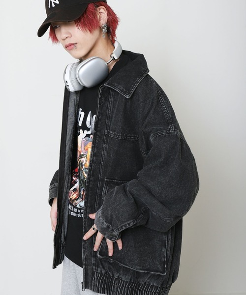 ZIP FIVE(ジップファイブ)の「【ZIP FIVE】デニム ケミカル カバーオール / デニムジャケット(デニムジャケット・メンズ・ブラック/インディゴブルー・LARGE/MEDIUM)」の8枚目の写真