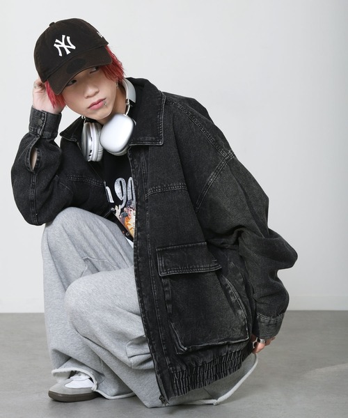 ZIP FIVE(ジップファイブ)の「【ZIP FIVE】デニム ケミカル カバーオール / デニムジャケット(デニムジャケット・メンズ・ブラック/インディゴブルー・LARGE/MEDIUM)」の6枚目の写真