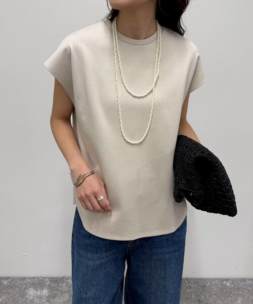 fredy emue(フレディエミュ)の「ポンチフレンチプルオーバー(Tシャツ/カットソー・レディース・オフホワイト/カーキ/ブラック/ベージュ・38)」の3枚目の写真