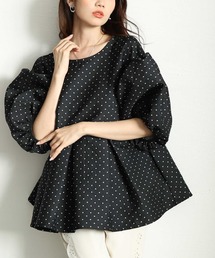 Sawa a la mode | ドットジャガードペプラムトップス(Tシャツ/カットソー)