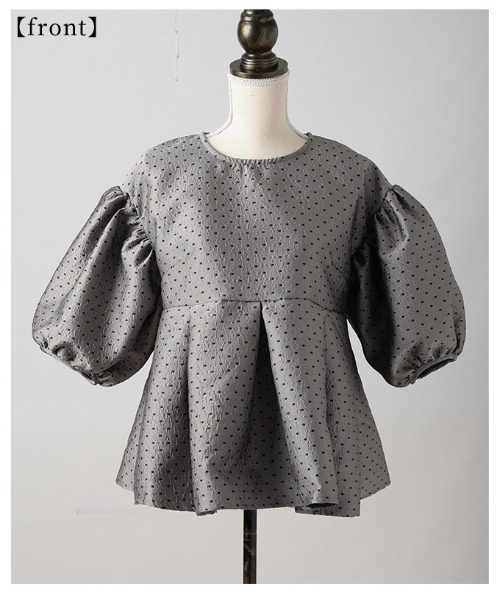 Sawa a la mode(サワアラモード)の「ドットジャガードペプラムトップス(Tシャツ/カットソー・レディース・ベージュ/ブラック・FREE)」の22枚目の写真