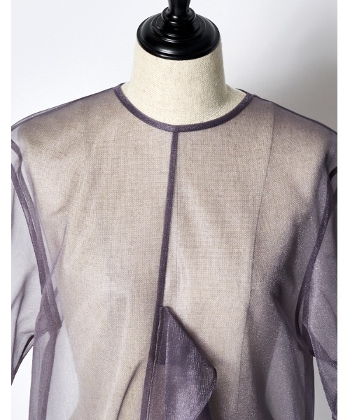 RUMCHE(ラムシェ)の「Moon Ruffle Sheer Tops / ムーンラッフルシアートップス(シャツ/ブラウス・レディース・ベージュ/ブラック/グレー・FREE)」の16枚目の写真