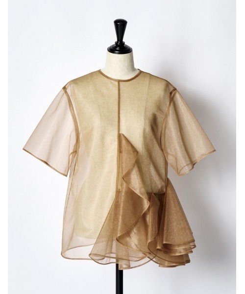 RUMCHE(ラムシェ)の「Moon Ruffle Sheer Tops / ムーンラッフルシアートップス(シャツ/ブラウス・レディース・ベージュ/ブラック/グレー・FREE)」の21枚目の写真