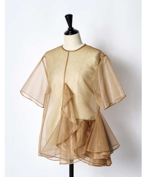 RUMCHE(ラムシェ)の「Moon Ruffle Sheer Tops / ムーンラッフルシアートップス(シャツ/ブラウス・レディース・ベージュ/ブラック/グレー・FREE)」の22枚目の写真