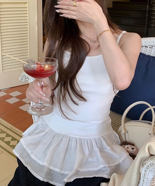 HALEY PESCA(ヘーリーペスカ)の「HALEY PESCA/レイヤードフリルキャミソール(キャミソール・レディース・ホワイト・LARGE/MEDIUM/SMALL)」の2枚目の写真