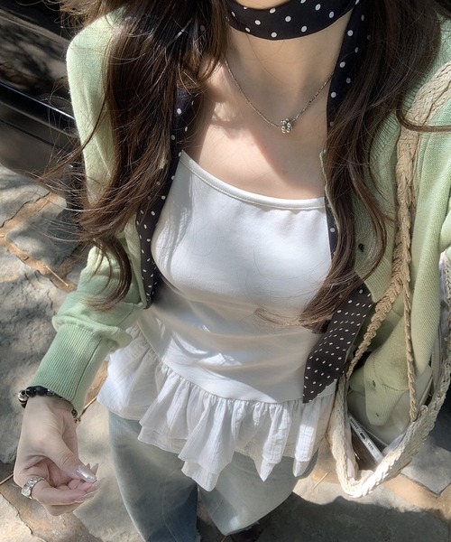 HALEY PESCA(ヘーリーペスカ)の「HALEY PESCA/レイヤードフリルキャミソール(キャミソール・レディース・ホワイト・LARGE/MEDIUM/SMALL)」の3枚目の写真