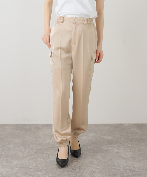 La TOTALITE（ラトータリテ）の「【洗える】サテンワークパンツ（スラックス・レディース・ホワイト/ネイビー/ピンク・36/38）」の3枚目の写真