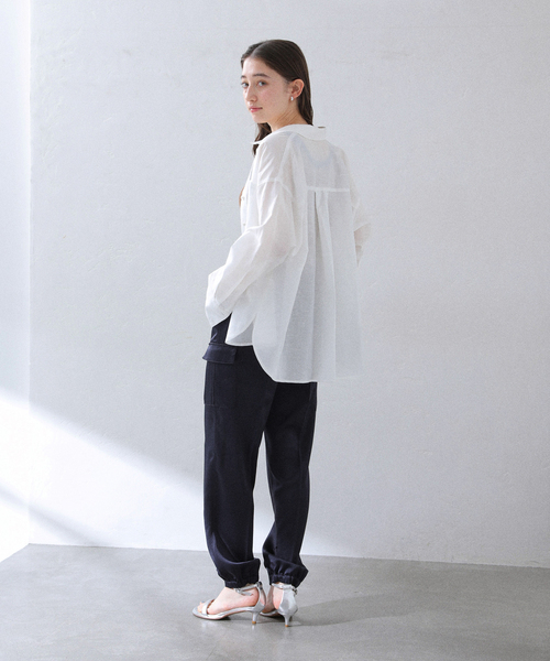 La TOTALITE（ラトータリテ）の「【洗える】サテンワークパンツ（スラックス・レディース・ホワイト/ネイビー/ピンク・36/38）」の5枚目の写真