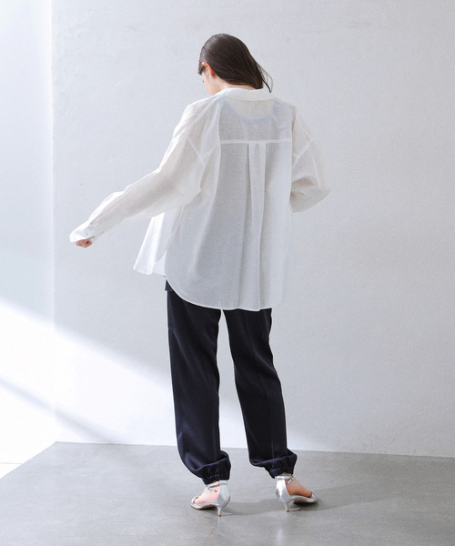 La TOTALITE（ラトータリテ）の「【洗える】サテンワークパンツ（スラックス・レディース・ホワイト/ネイビー/ピンク・36/38）」の6枚目の写真