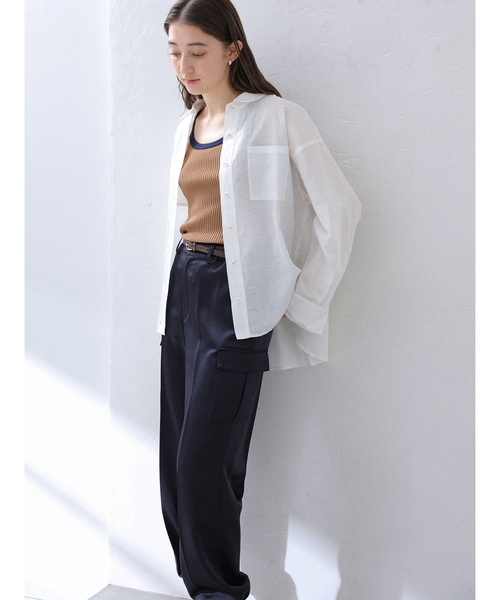 La TOTALITE（ラトータリテ）の「【洗える】サテンワークパンツ（スラックス・レディース・ホワイト/ネイビー/ピンク・36/38）」の7枚目の写真