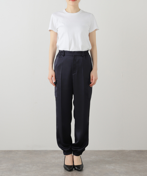 La TOTALITE（ラトータリテ）の「【洗える】サテンワークパンツ（スラックス・レディース・ホワイト/ネイビー/ピンク・36/38）」の8枚目の写真